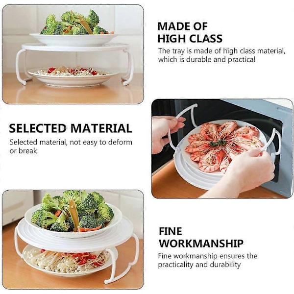 2 st Mikrovågsugn Tallrik Staplare Grillgaller Mikrovågsugn Bricka Plast Bakugnsbricka Mikrovågsugnsställ för Bacon Frysta Snacks Matlagningsmaterial