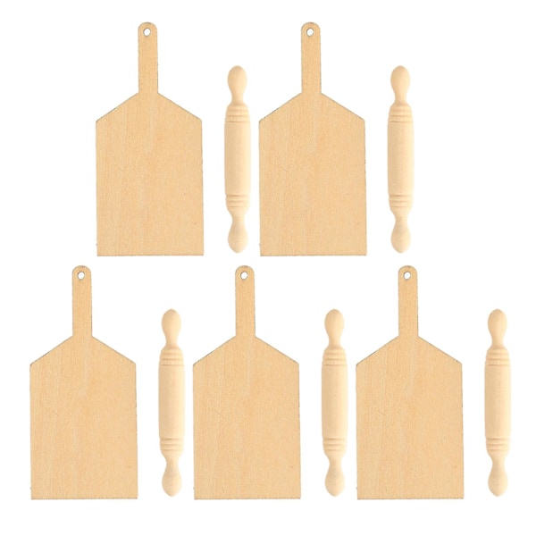 5Pcs Dollhouse Rolling Pin Cutting Board Set Miniature Wooden Furniture for 1/12 Dollhouse Kitchen Accessories?