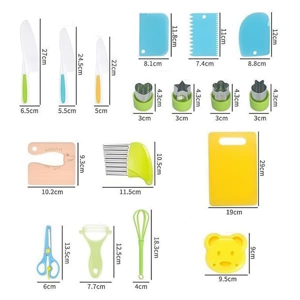 Knife Set / Kitchen Set for Children 17-pieces - Child-friendly knives