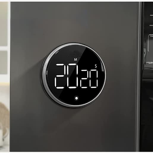 Magnetisk digital køkkentimer med stort LED-display Sort
