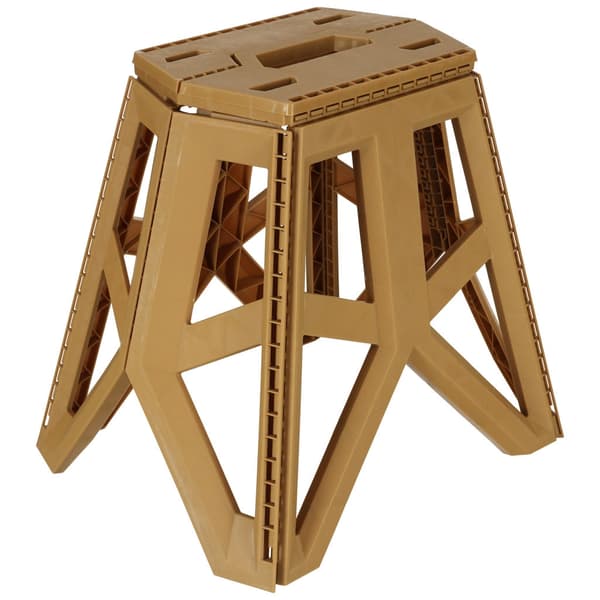 Foldable plastic camping stool with carrying handle 100 kg beige
