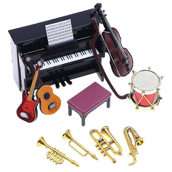 1 Sett Dukkehus Instrument Rekvisitt Dukkehus Instrument Dekor Mini Scener Layout Rekvisitter