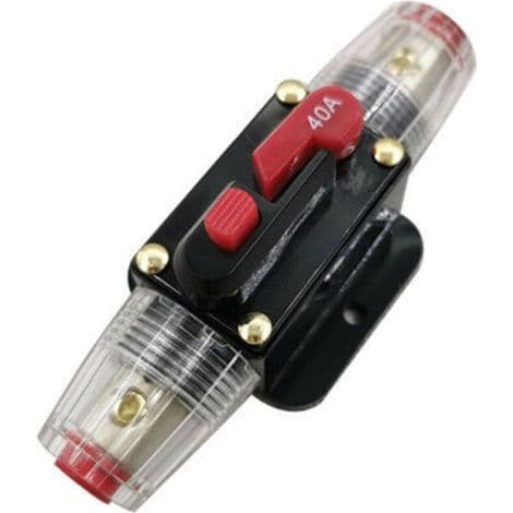 40A afbryder, 12V-24V DC inline sikringsholder, manuel nulstillingskontakt til bilstereo sikring, inline sikringsblok lydsystembeskyttelse (40A)