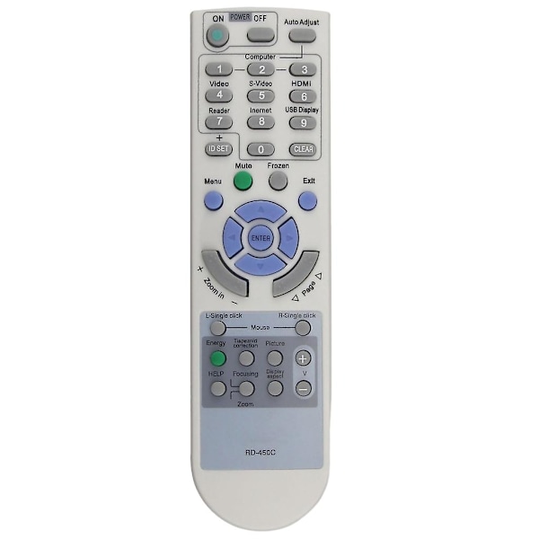 Vaihdettava kaukosäädin NEC-projektoreille Rd-450c Rd-448e Np-v260+ V230+ Me360 Valkoinen