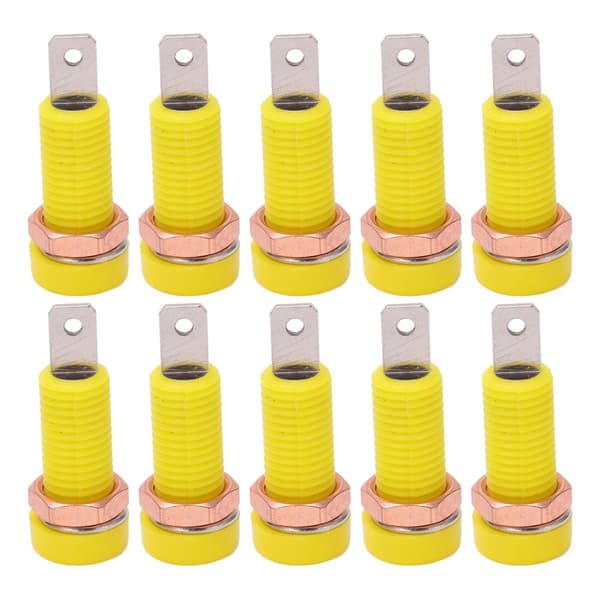4mm Banana Jack Socket Mounting Terminal - 10pcs Yellow Panel Adapter for Electronic Instruments