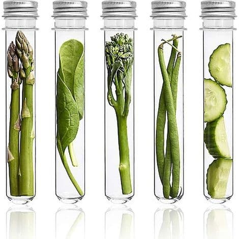 14 provrör i plast, transparenta provrör med skruvlock, 40 ml
