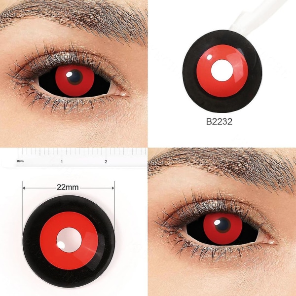 22mm Røde og Sorte Sclera Kontaktlinser Fuld Øje Halloween Kontaktlinser Tokyo Ghoul Scary Cosplay Kontaktlinser Vampyr Øje Linser