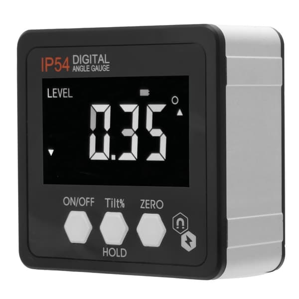 LCD digital vinkelmåler gradskive inklinometer - hvid på sort IP54
