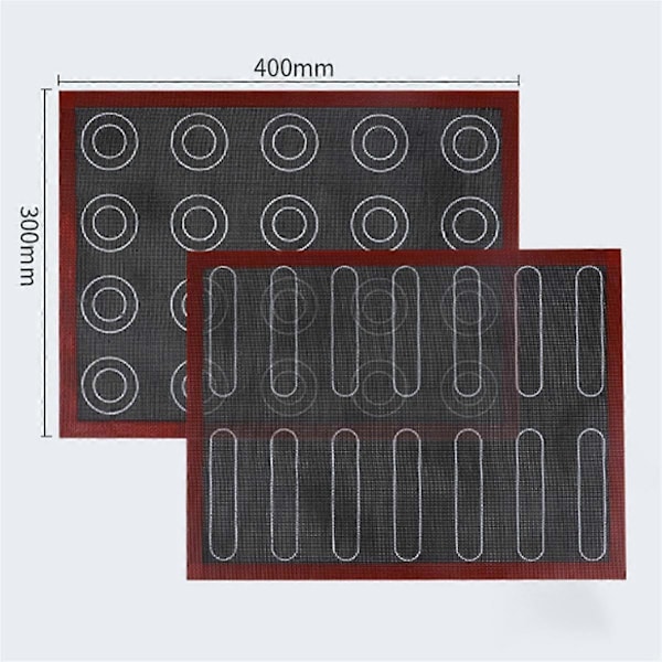 Silikon Bakeplate 30x40 cm Reversibel Trykket Makron Puff Bakeplate Ikke-Klebbende Bakst Ovn Kake Perforert Ark Liner