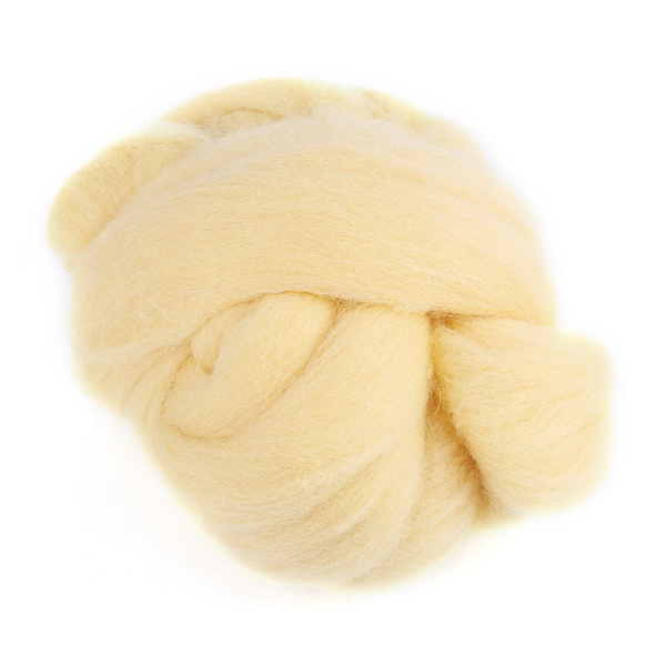 Farget nålefilting ull roving - krem (55g)