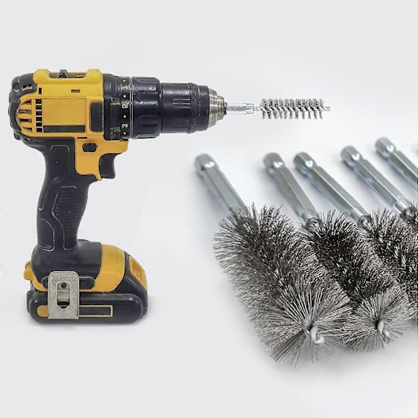 5 stk. 8 mm rengjøringsbørster i rustfritt stål med børster i rustfritt stål for elektrisk drill, slipende stålbørste med 1/4\" sekskantskaft