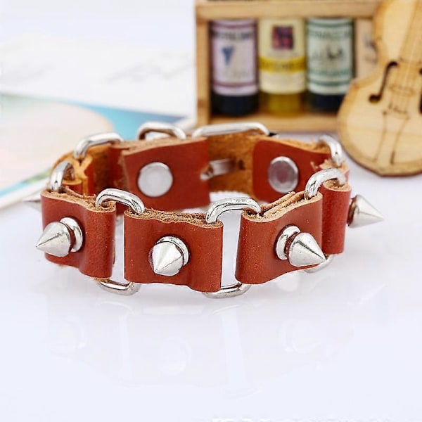 2 stk. PU Læder Armbånd Punk Armbånd Justerbart Goth Manchet Armbånd Gotisk Nitte Spænde Armbånd til Mænd Kvinder