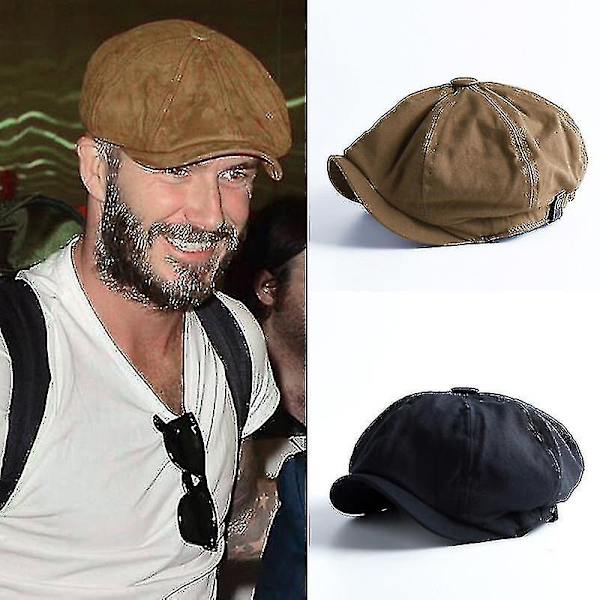 2 kpl Miesten Newsboy-lippis Herringbone Baker Boy Cabbie Litteä Hat Retro Newsboy-lippis