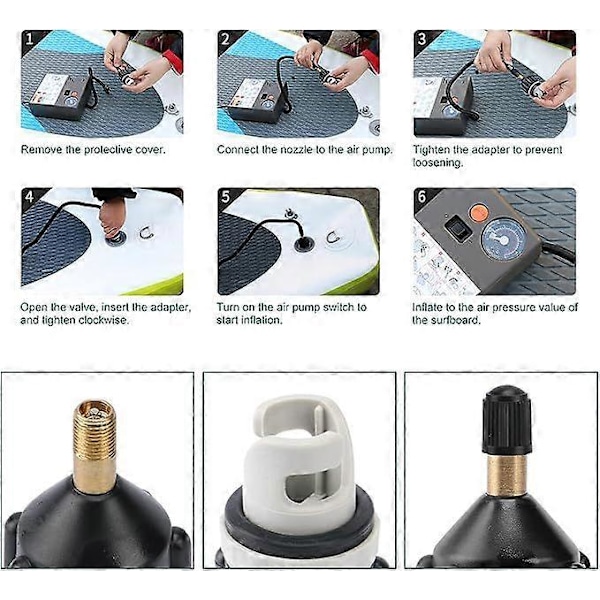 2 Sup Kajak Pumpventiladapter för Uppblåsbar Båt Kanot Paddleboard, Uppblåsbar Konverteringstillbehör