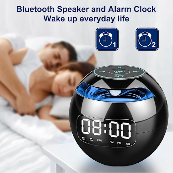 Klockradio, Digital Sängklocka, Digital Klocka, Bärbara Bluetooth-högtalare, FM-klockradio