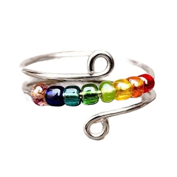 Kvinde Ring Roterbar Justerbar Åbningsdesign Geometrisk Galvanisering Anti Stress Gave Farverig