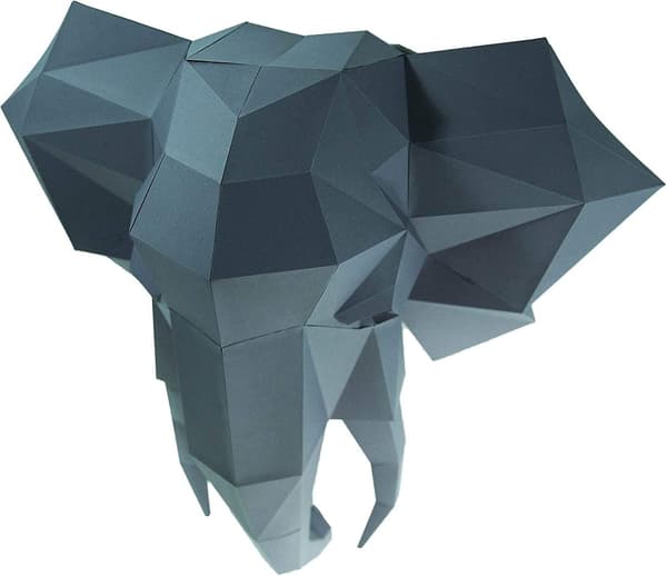Papercraft-seinätaide, Elefanttipää (1 kpl - harmaa)