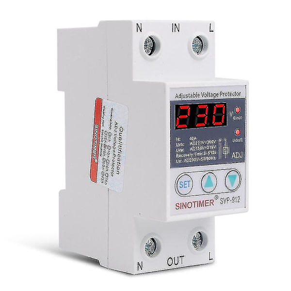 Sinotimer Led-näyttö Svp-912 40a Din-kisko 230v Säädettävä Yli- ja Alijännite Suojauslaite