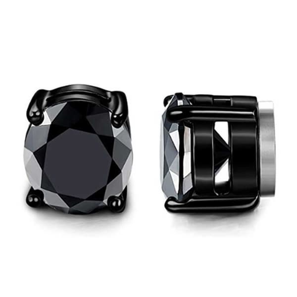 2-pack Magnetic Piercing Fake Earring Crystal Black
