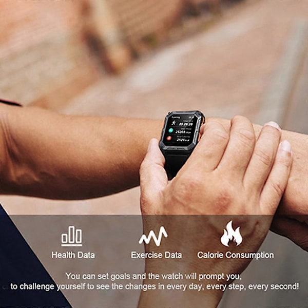 Militært Smartwatch Lang Standby Fitness Tracker Blodtryk Pulsmåler Sport Gym Svømning Vandtæt Aktivitets Tracker Herreure Gave
