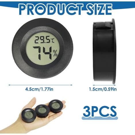 Termometer Hygrometer Mini Digital LCD Temperatur Fuktighet Bärbar Termoindikator, 3 delar Mini Cirkel LCD Digital Termometer Hygrometer, för