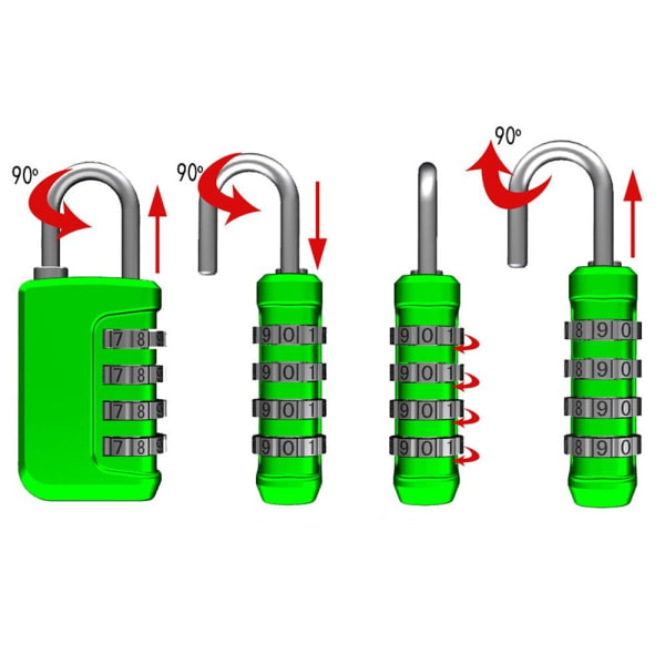 4-siffrigt kombinationslås Lås för sovsals skåp GRÖN Grön