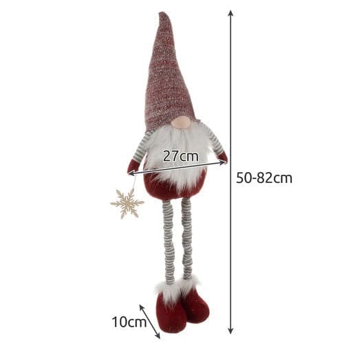 Christmas Elf Decoration 60-82 cm Telescopic Legs Bendable Hat White/Grey/Red