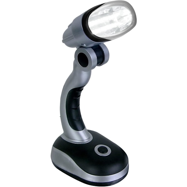 12 LED Bærbar Lampe Skrivebord Arbejde Hjemmekontor Læsning Computer Sengelampe Camping Fleksibel Trådløs Ledningsfri Stærkt Lys Batteridrevet Lommelygte (sort