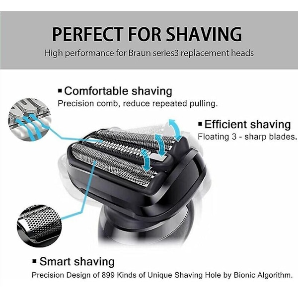 2 stk. Passer til - 32B S3 Erstatningshode for elektrisk barbermaskin til Braun Series3 barberhoder, for Braun S3 3040s 3000s 3050cc 3010s 3070cc 3