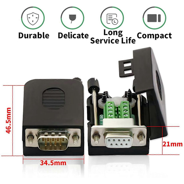 DB9 Loddefri RS232 D-SUB Seriel til 9-Pin Port Terminal Han Hun Adapter Konnektor Breakout Board