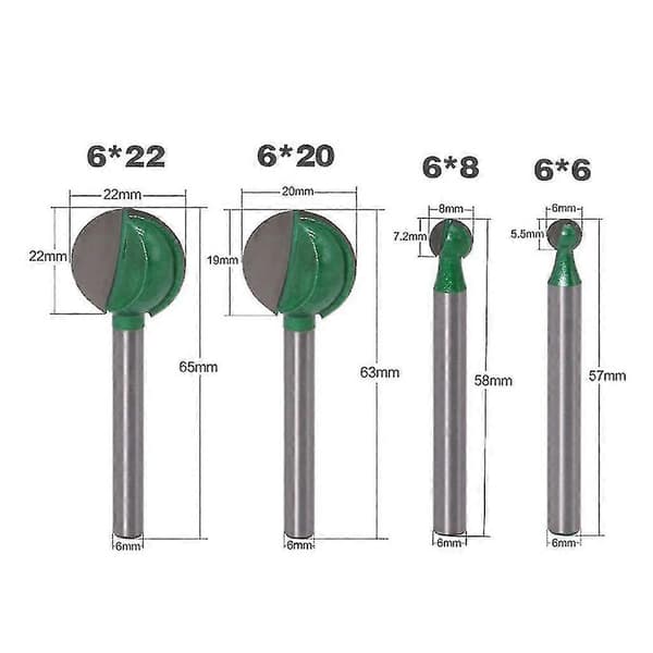 6mm Skaft Träbearbetning Kulfräs Router Bits Snideriblad Standard