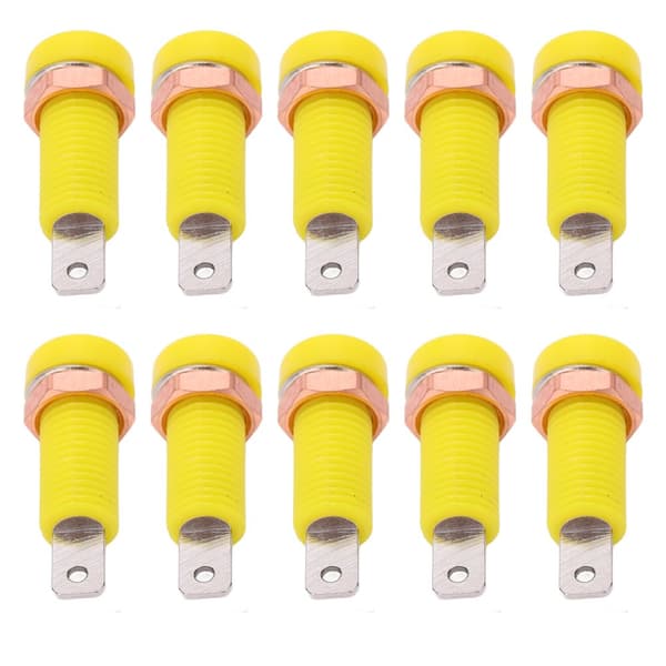 4mm Banana Jack Socket Mounting Terminal - 10pcs Yellow Panel Adapter for Electronic Instruments
