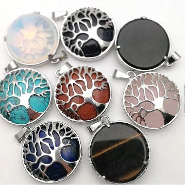 12 kpl Alloy Tree -korut Luonnonkristalliriipukset DIY-korujen valmistustarvikkeet