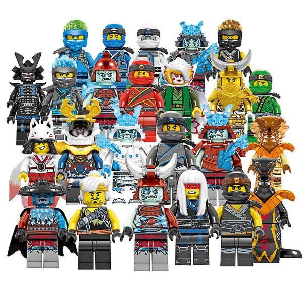 Set med 24 st miniatyrfigurer av ninjor