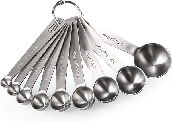 9 måttskedar: U-Taste 18/8 rostfritt stål måttskedar (1/16 tsk, 1/8 tsk, 1/4 tsk)