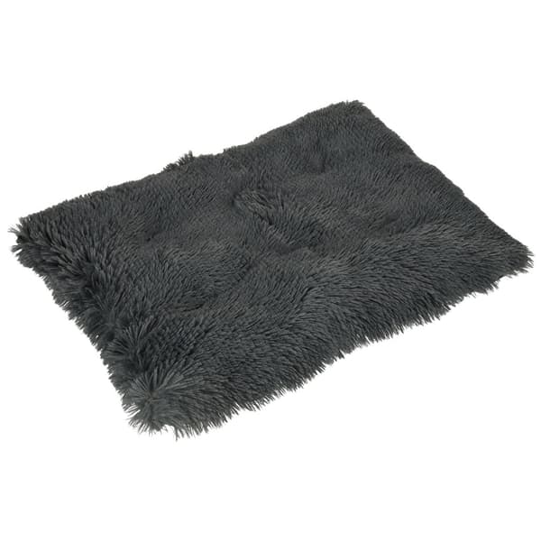 Kjæledyrpute rund polyester 50x65x4 cm mørkegrå antiskli
