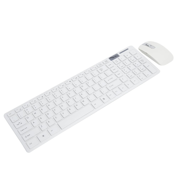 Wireless Keyboard and Mouse Set - Smart Sleep, 10m Remote Connection - Compatible with iOS/Windows/Android - White