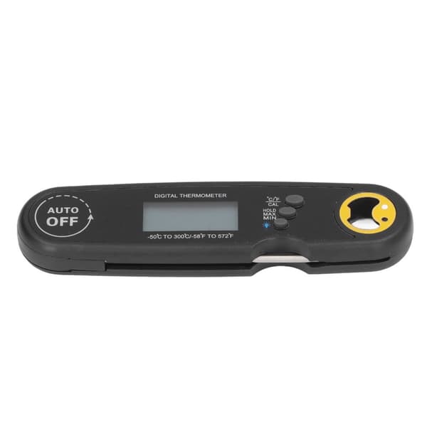 Foldable Waterproof Electric Meat Thermometer - Fast BBQ Temperature Measurement (Black)