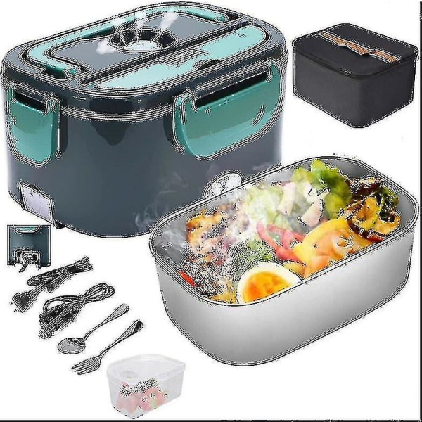 Electric Lunch Box Food Heater, 3 In 1 60w High-power Portable Microwave For Car And Home - 12v 24v /110v, Leak Proof, 1.5l Removable 304 Stainless St