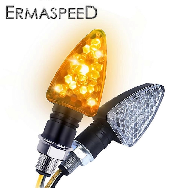 Motorcykel Blinkers 2st Pilar Led Moto Fram Bakljus 10mm Universal Motorcykel Scooter Indikatorer Blinkers Gult Ljus