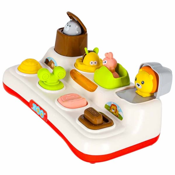 Pop-up activity toy with animals, sound & light, from 18 months