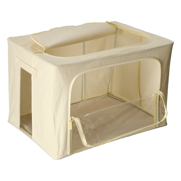 Clothes Organizer Storage 66L with Zipper and Front Opening Cream