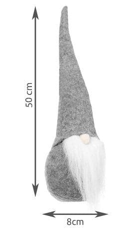 Standing Felt Gnome Figurine Grey/White 30 cm Christmas Decoration