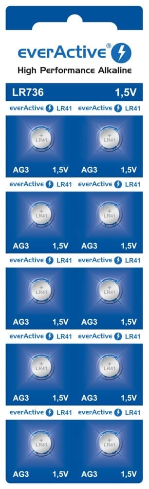 Button cell battery LR41/LR736/AG3 1.5V alkaline 10-pack
