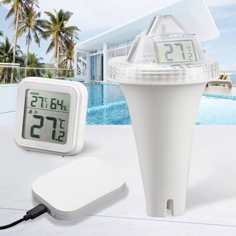 Wi-Fi flydende pooltermometer, IP68 vandtæt, smart pooltermometer, app-fjernovervågning, trådløst radiopooltermometer med Wi-Fi-gateway