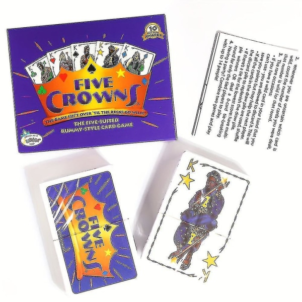 Five Crowns - Spelet är inte över förrän The Kings Go Wild! - 5 kortspel i rummy-stil - Klassiskt brädspel för familjefest - för åldrar över 8 år