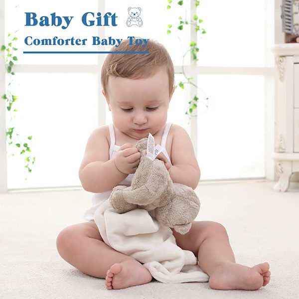 Blød Touch Baby Bjørn Trøstebamse, Unisex Babygaver Trøstebamse, Maskinvaskbar Plys Bamse Sikkerhedsteppe (Hvid Bjørn)