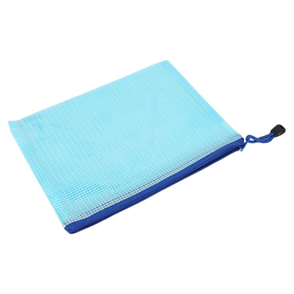 Blue A5 Zipper Plastic Pockets - Protective Pockets for File, Paper, Document Folder