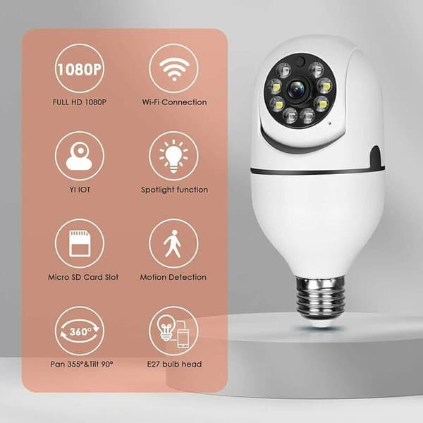 2-pack WiFi Trådlös Säkerhetskamera Glödlampa Kamera, Övervakning Ca