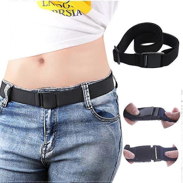 Fashion Unisex Bälte Osynligt Bälte Spännlöst Elastiskt Justerbart Midjeband Canvas Midjebälte